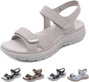 Hiking Sandals Women with Soft Cushion Foam Arch Support Wide Width Sport Sandals Outdoor Work Summer Shoes Ankle Buckle Orthopedic