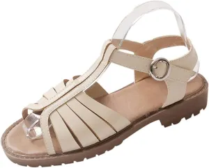 Hollow-Out Low-Heeled Sandals Summer New Casual Fashion Peep Toe Women Shoes
