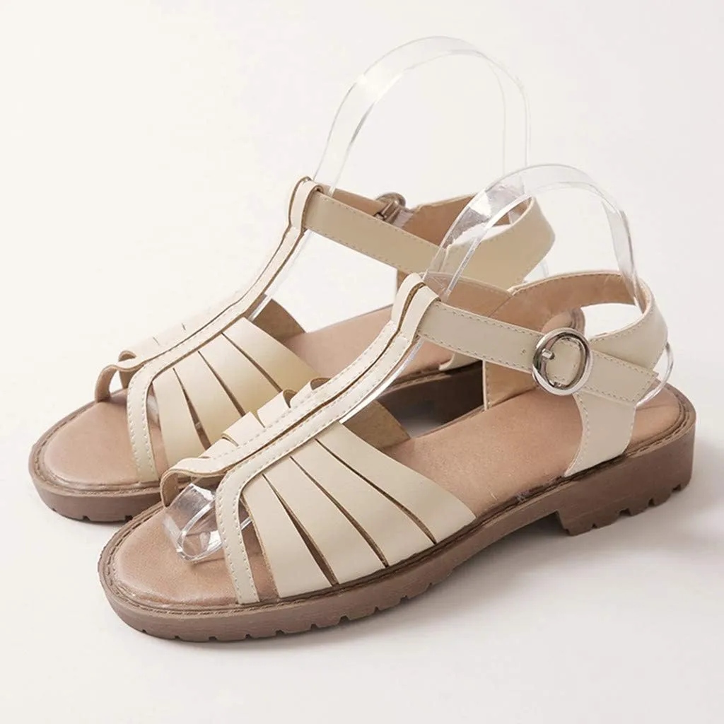 Hollow-Out Low-Heeled Sandals Summer New Casual Fashion Peep Toe Women Shoes