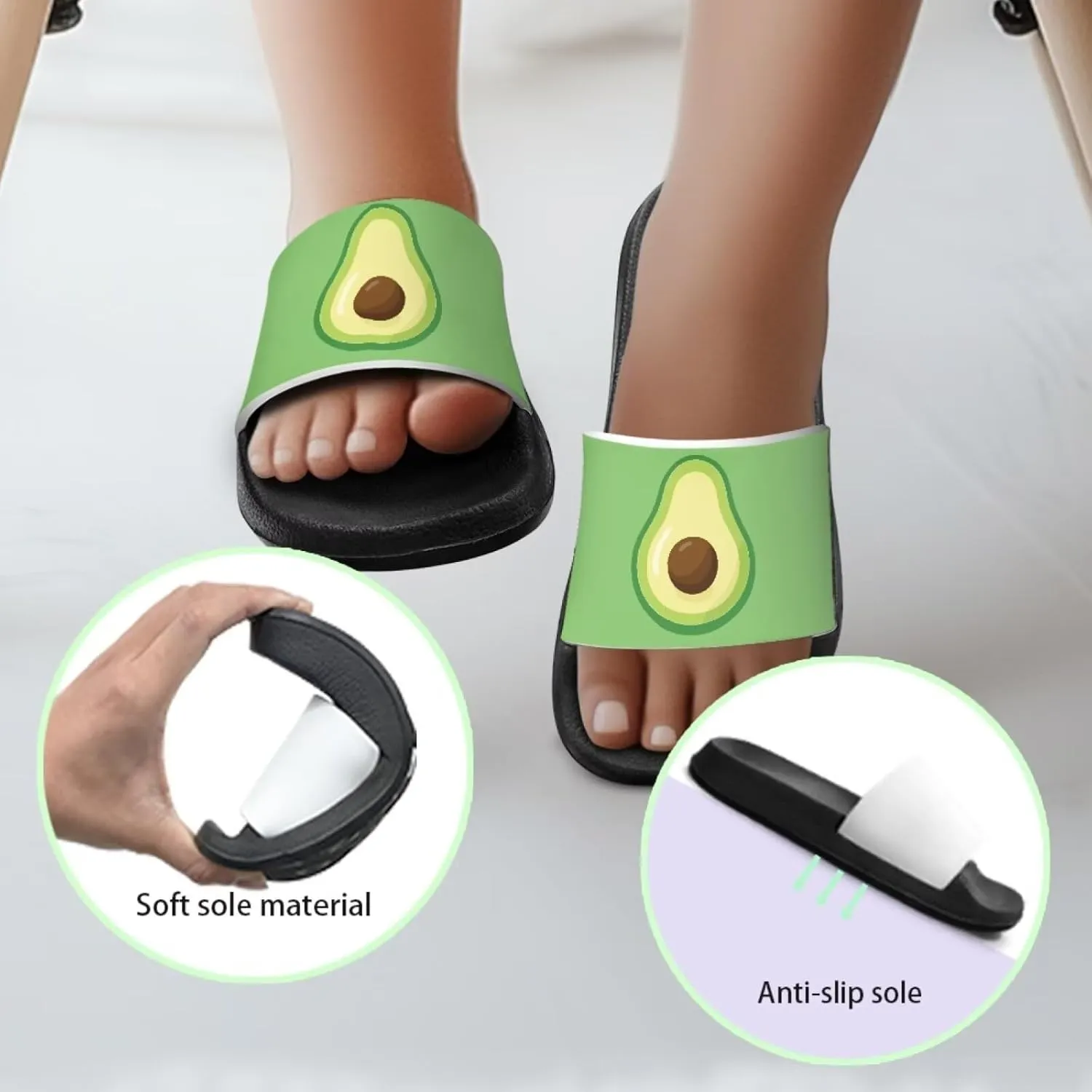 Howilath Fruit Print Slides for Girls Casual Summer Sandals Non-Slip Open Toe Pillow Slippers for Daily Walking Traveling