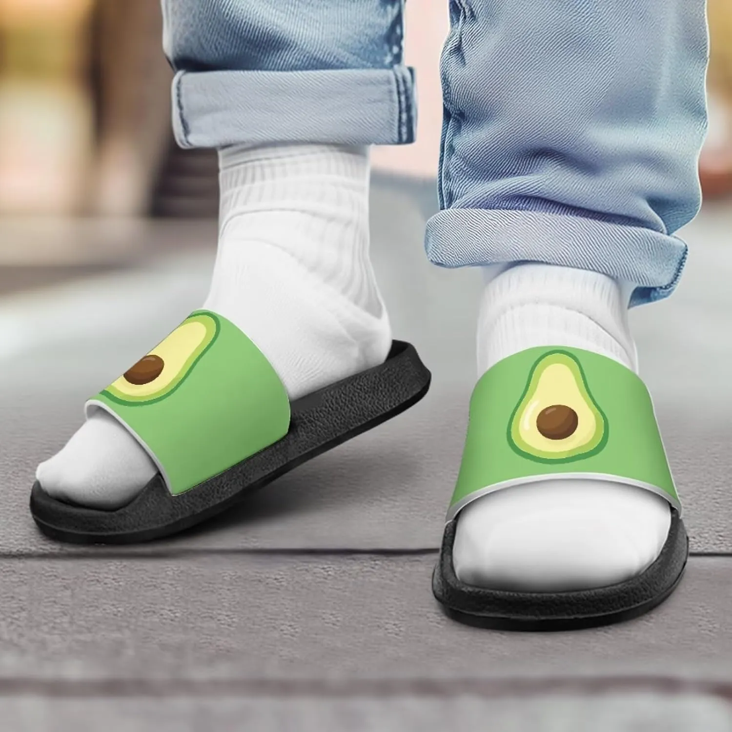 Howilath Fruit Print Slides for Girls Casual Summer Sandals Non-Slip Open Toe Pillow Slippers for Daily Walking Traveling