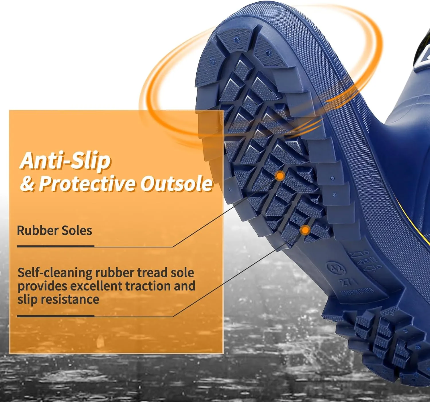 HSBDNZQ Rain Boots for Men, Waterproof Mens Rubber Boots with PVC Unique Design, Comfort Lightweight Work Mud Boots, Resistant Durable Slip Garden Boots for Farming Gardening Fishing
