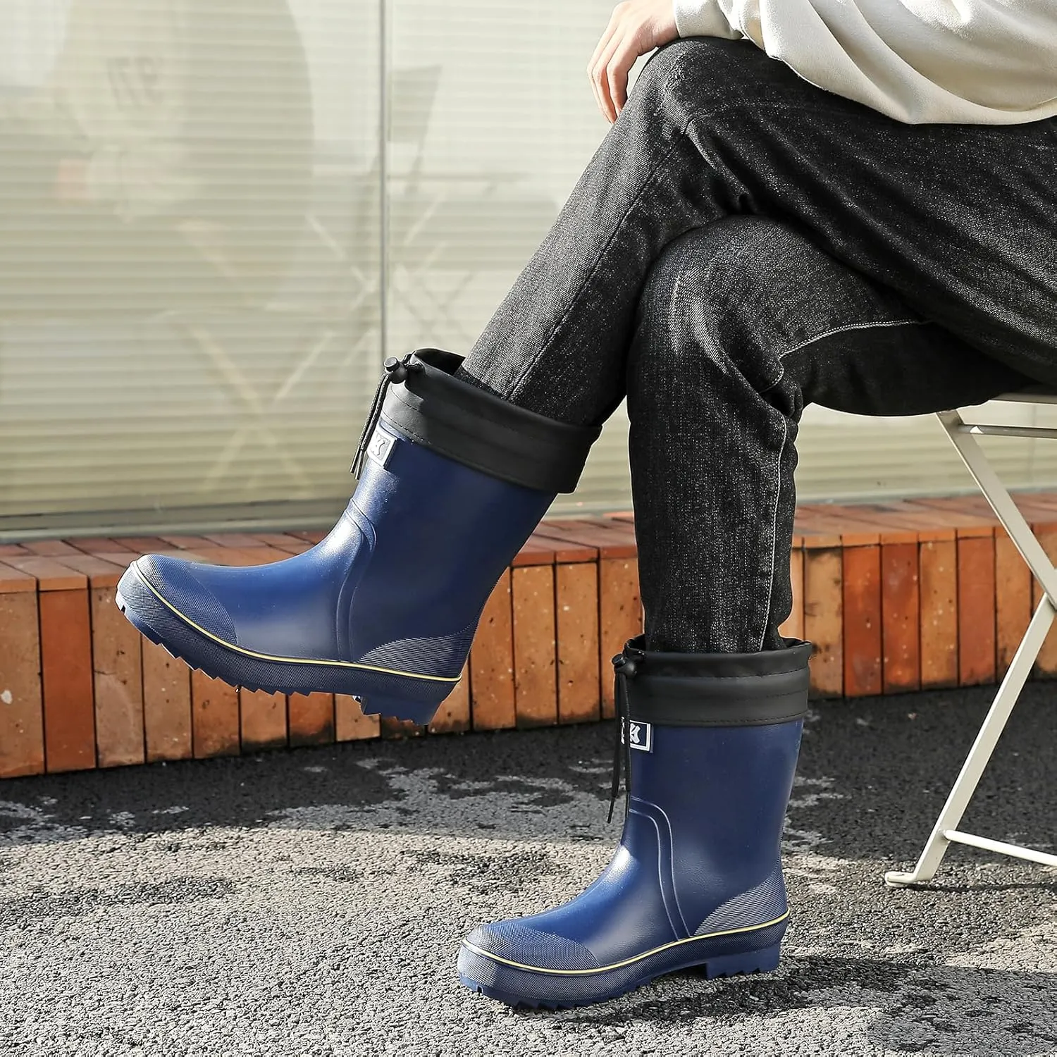 HSBDNZQ Rain Boots for Men, Waterproof Mens Rubber Boots with PVC Unique Design, Comfort Lightweight Work Mud Boots, Resistant Durable Slip Garden Boots for Farming Gardening Fishing