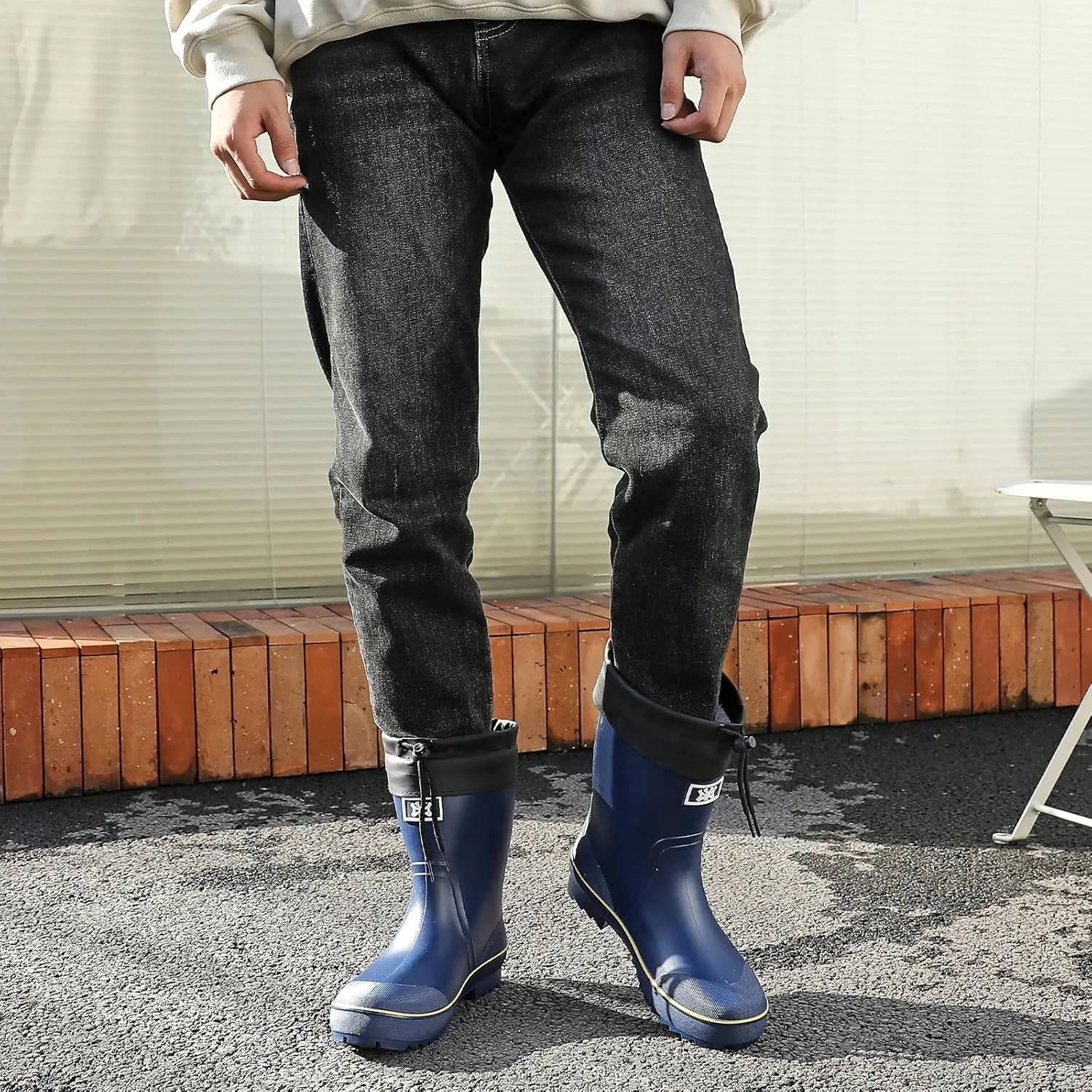 HSBDNZQ Rain Boots for Men, Waterproof Mens Rubber Boots with PVC Unique Design, Comfort Lightweight Work Mud Boots, Resistant Durable Slip Garden Boots for Farming Gardening Fishing