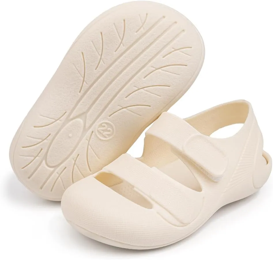 HsdsBebe Little Kids Beach Sandals Toddler Boys Girls Jelly Sandals Closed-Toe With Anti-Slip Rubber Sole Children Summer Outdoor Water Shoes