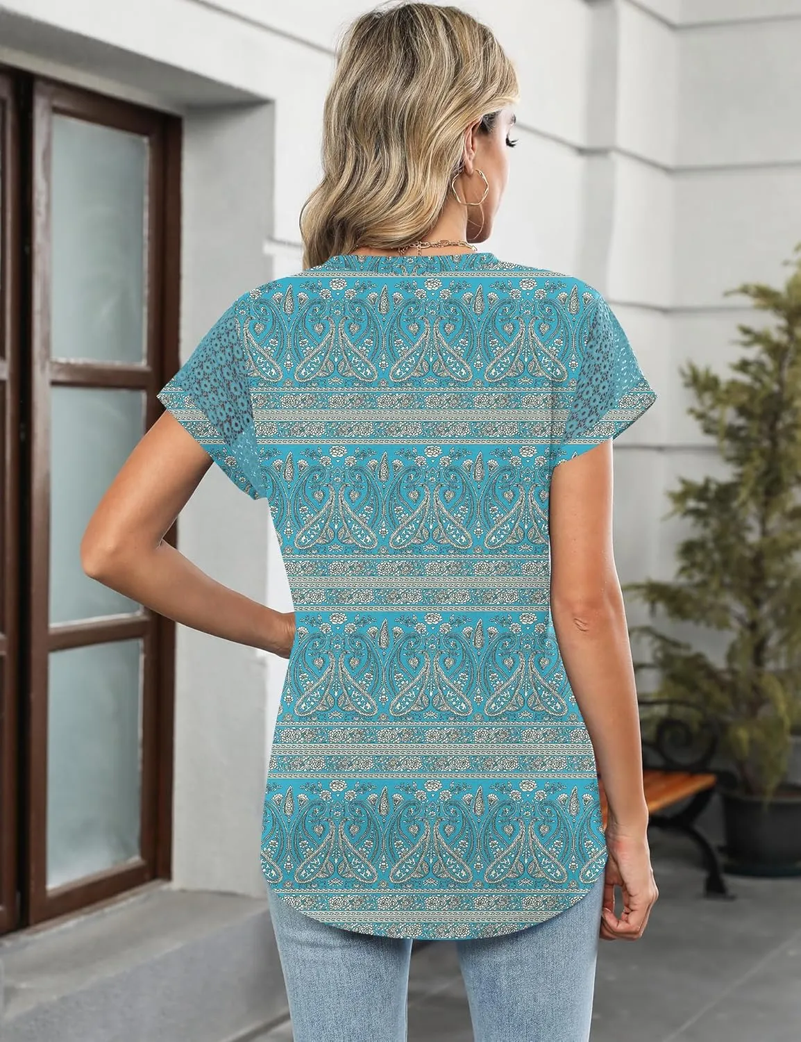 Ivicoer Womens Tops Lace Short Sleeve Blouses Dressy Casual Summer Tshirts Business Outfits