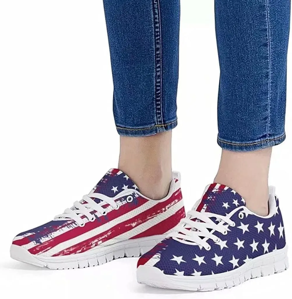 Jeiento American Flag Shoes Men's Fashion Sneaker Sports Running Shoes Causal Travel Walking Flat Shoe Breathable