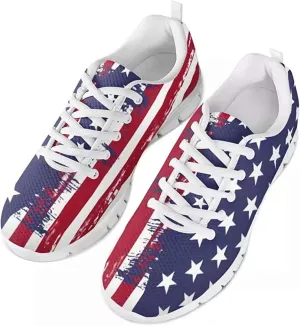 Jeiento American Flag Shoes Men's Fashion Sneaker Sports Running Shoes Causal Travel Walking Flat Shoe Breathable