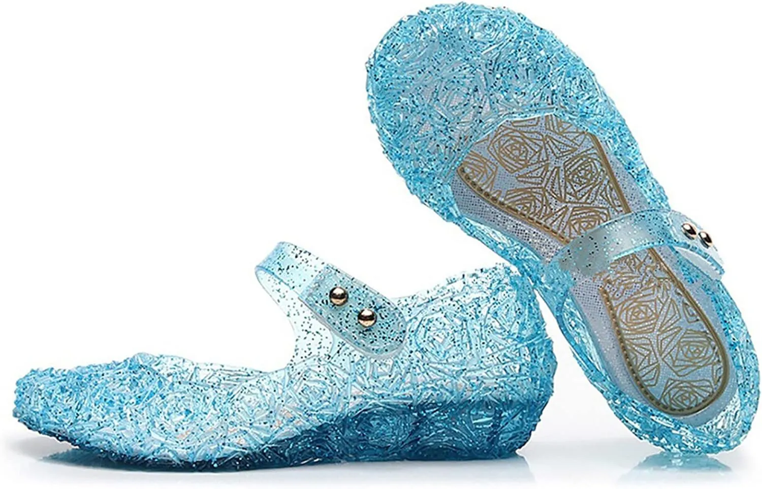 Jelly Sandals for Girls Kids Princess Glitter Mary Jane Shoes Summer Casual Wedding Dance Party Wedge Dress Sandal