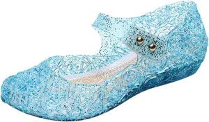 Jelly Sandals for Girls Kids Princess Glitter Mary Jane Shoes Summer Casual Wedding Dance Party Wedge Dress Sandal