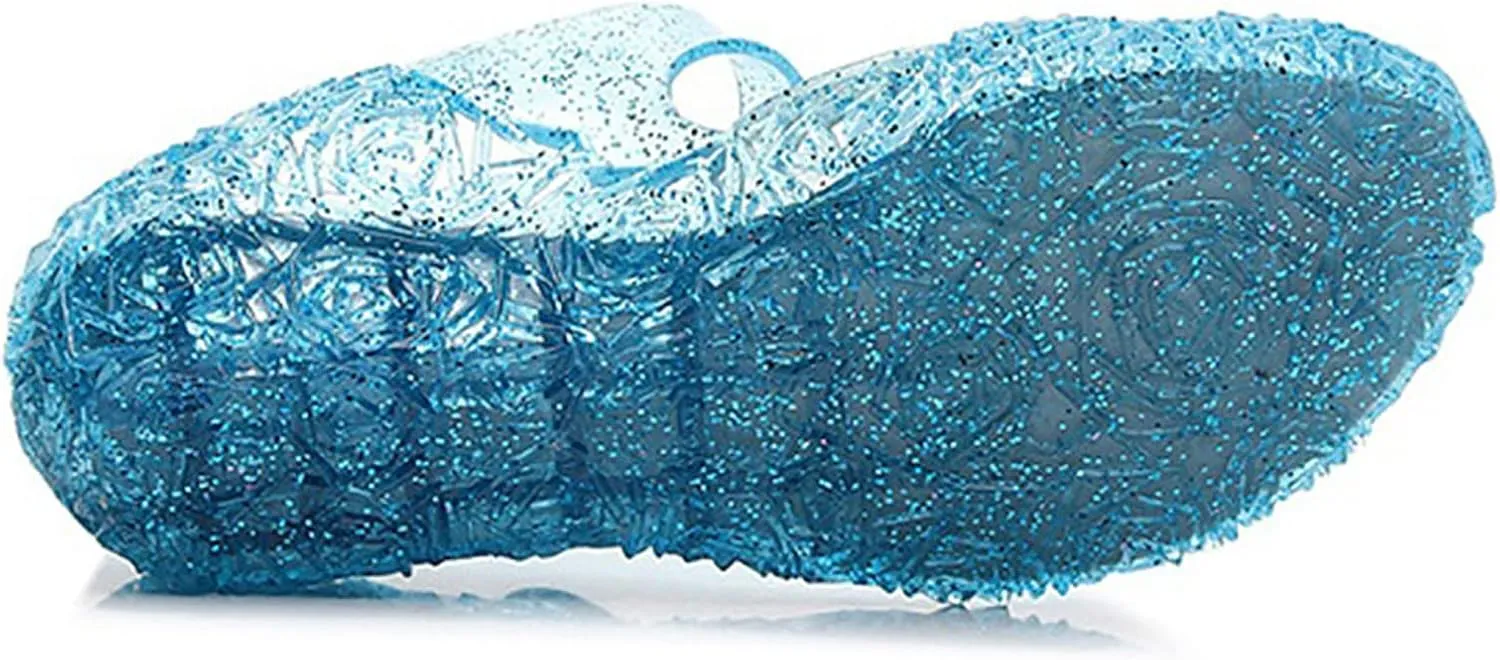 Jelly Sandals for Girls Kids Princess Glitter Mary Jane Shoes Summer Casual Wedding Dance Party Wedge Dress Sandal