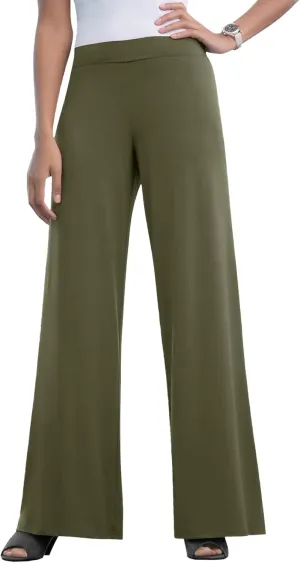 Jessica London Women's Plus Size Knit Palazzo Pant Wide Leg Stretch Dress Pants