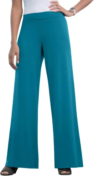 Jessica London Women's Plus Size Knit Palazzo Pant Wide Leg Stretch Dress Pants