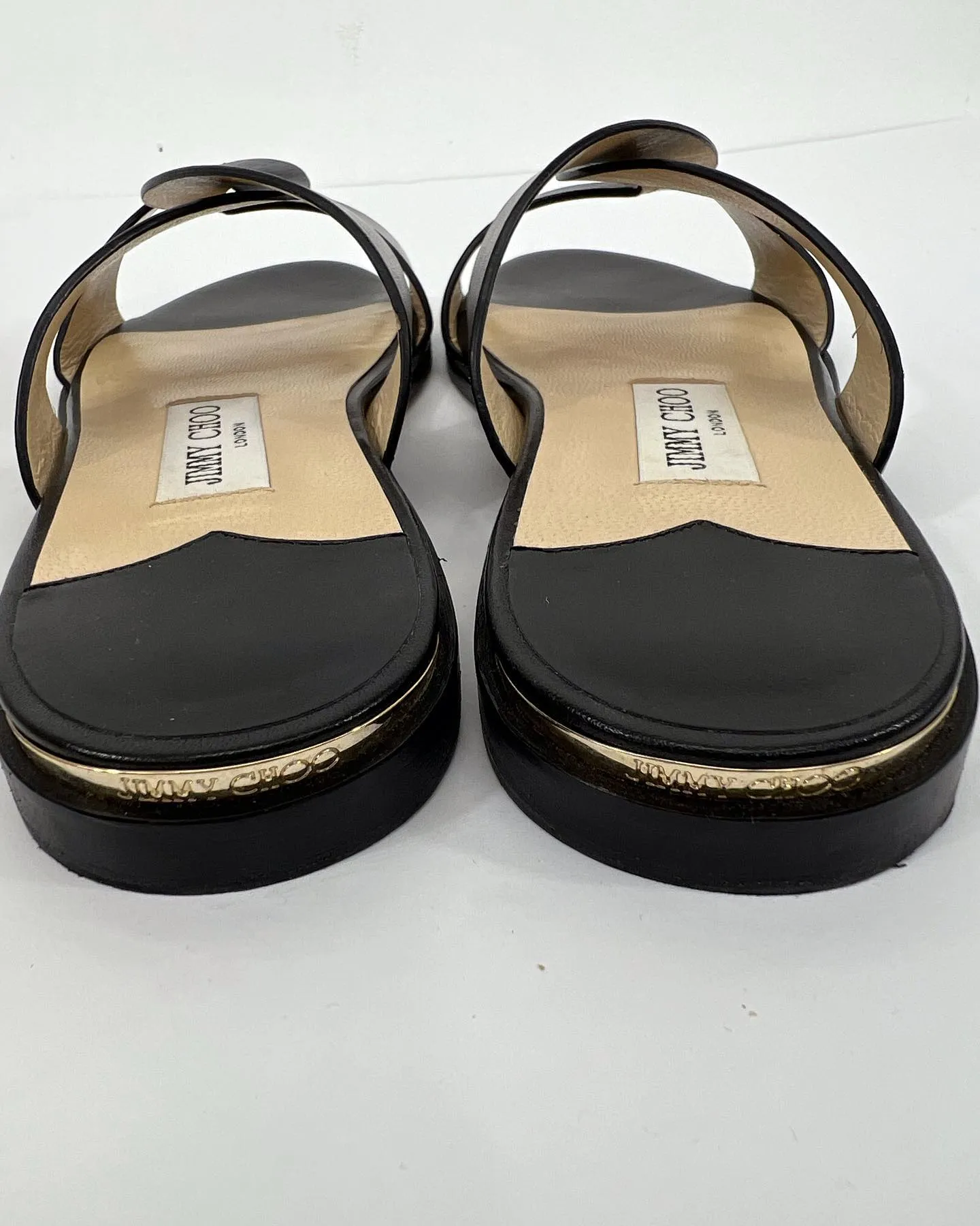 JIMMY CHOO ATIA LEATHER FLAT SLIDES