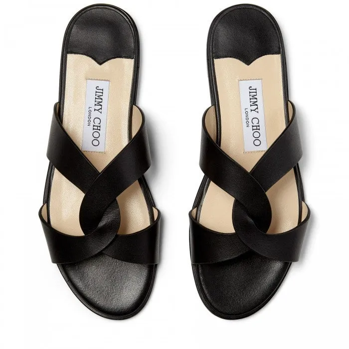 JIMMY CHOO ATIA LEATHER FLAT SLIDES