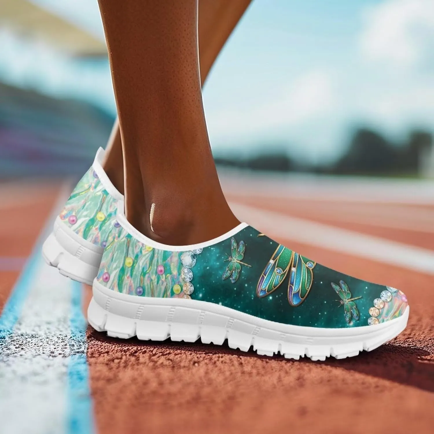 JoyLamoria Butterfly on Marble Canvas Shoes Slip On Fashion Sneakers Low Top Walking Flats Art Travel Shoes for Women