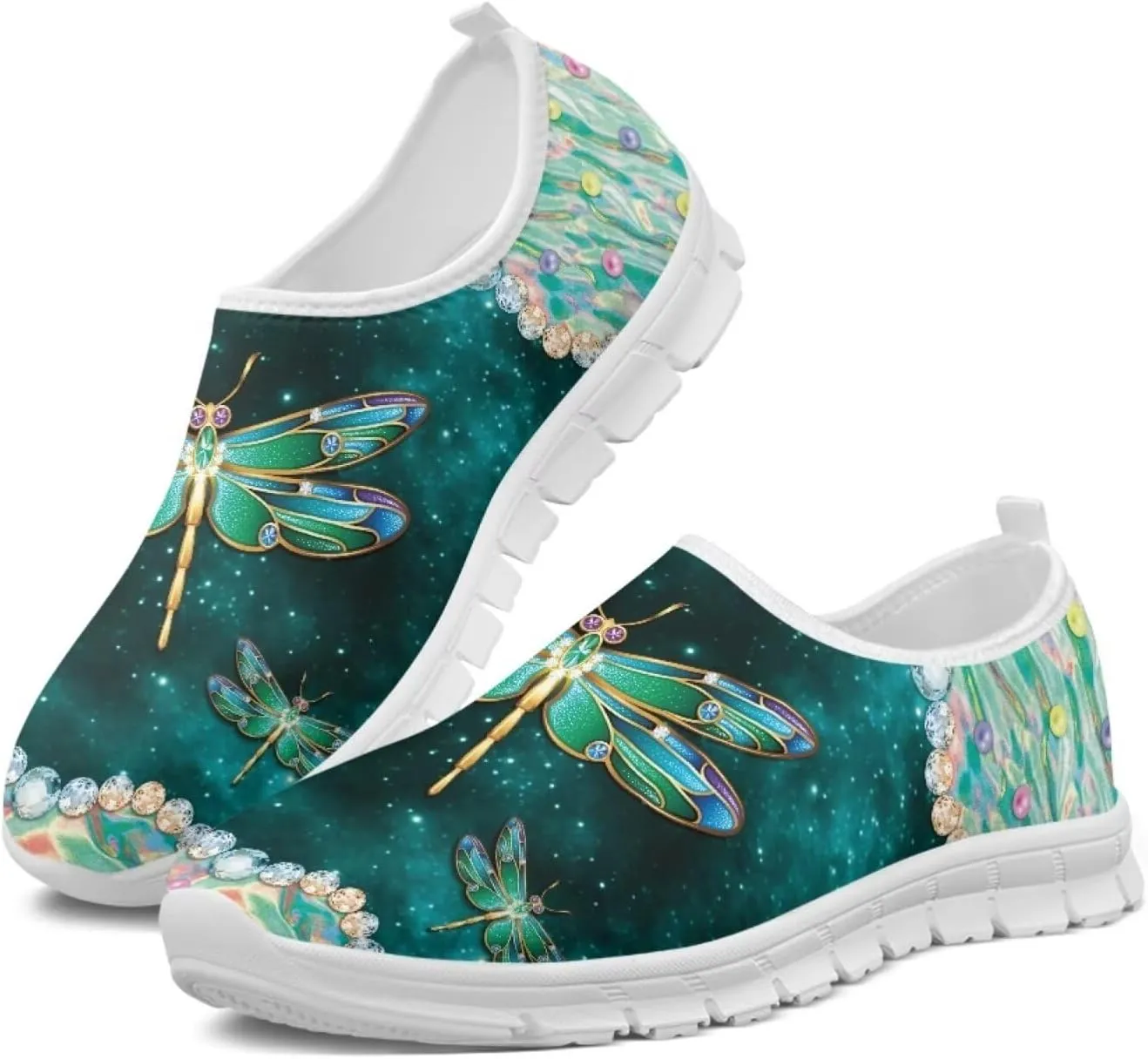 JoyLamoria Butterfly on Marble Canvas Shoes Slip On Fashion Sneakers Low Top Walking Flats Art Travel Shoes for Women