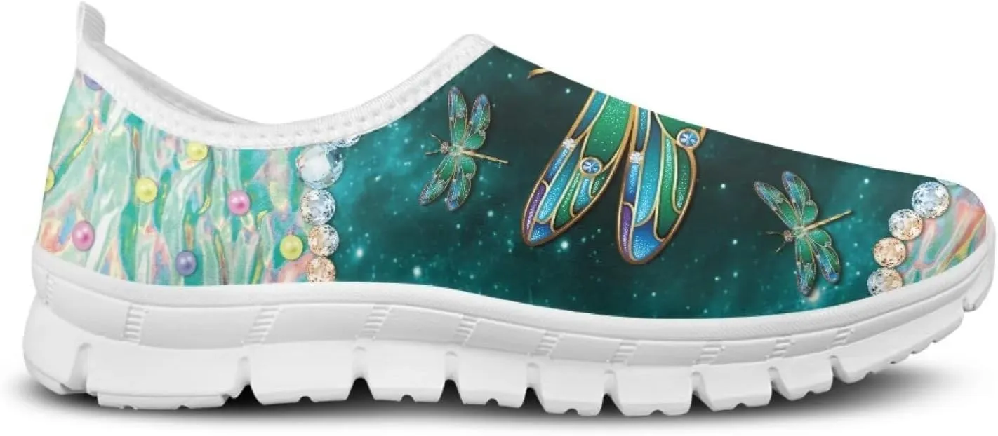 JoyLamoria Butterfly on Marble Canvas Shoes Slip On Fashion Sneakers Low Top Walking Flats Art Travel Shoes for Women