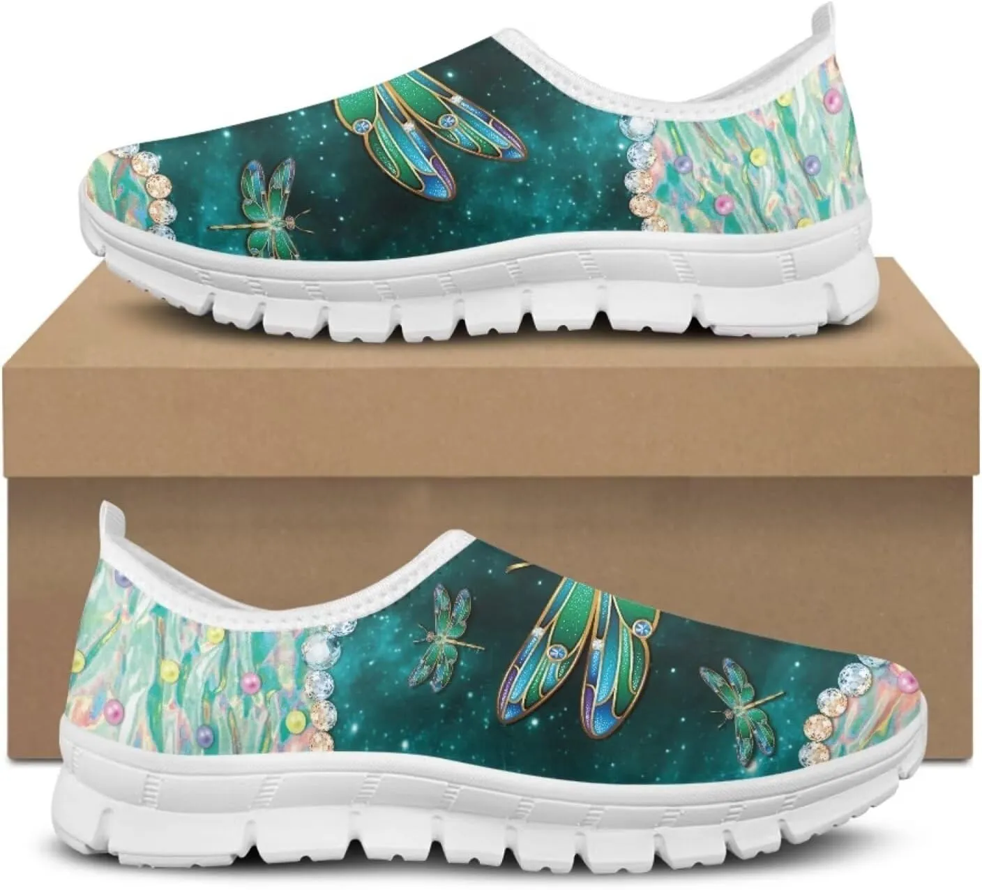 JoyLamoria Butterfly on Marble Canvas Shoes Slip On Fashion Sneakers Low Top Walking Flats Art Travel Shoes for Women