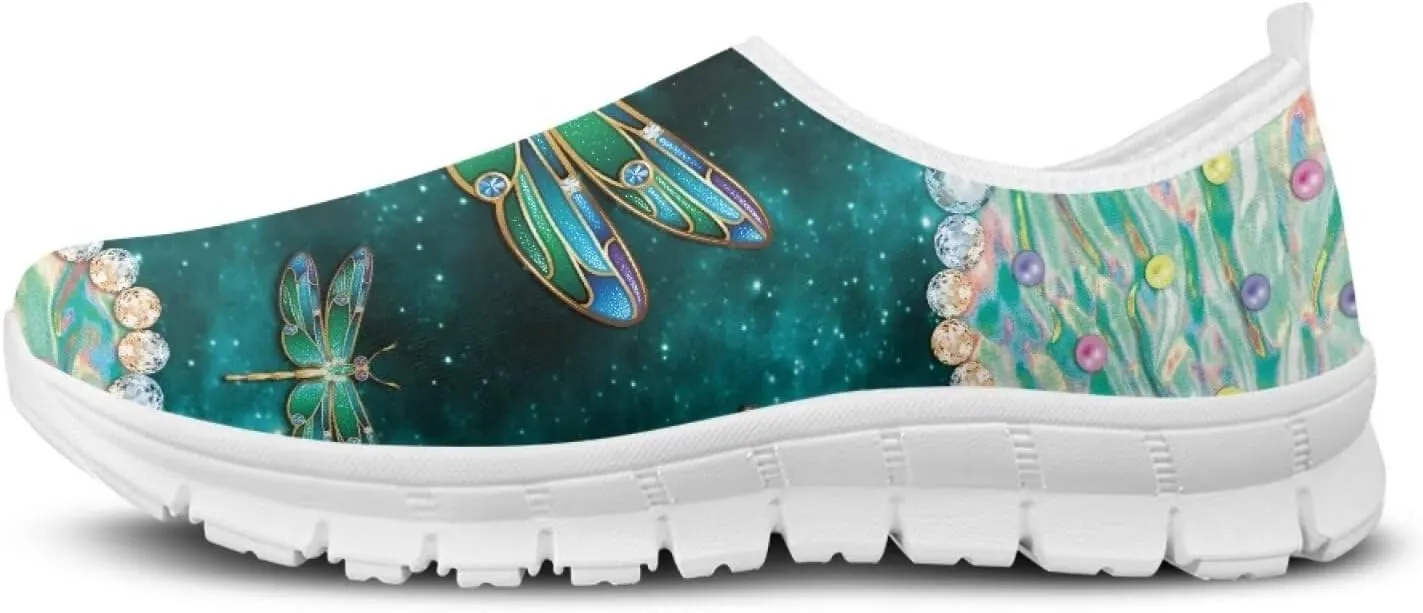 JoyLamoria Butterfly on Marble Canvas Shoes Slip On Fashion Sneakers Low Top Walking Flats Art Travel Shoes for Women