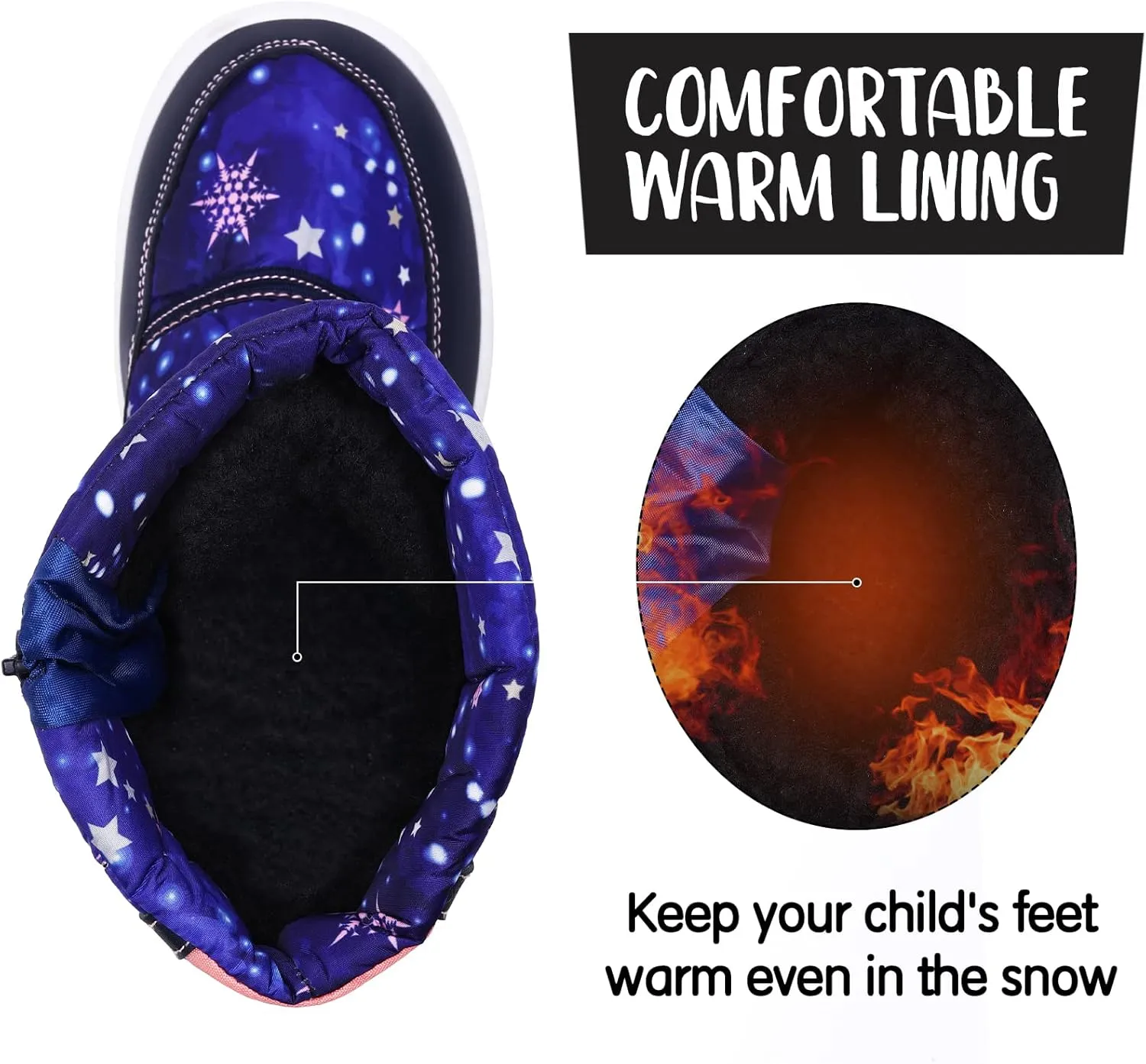 K KomForme Boys Girls Snow Boots Waterproof Winter Outdoor Boots(Toddler/Little Kid/Big Kid)