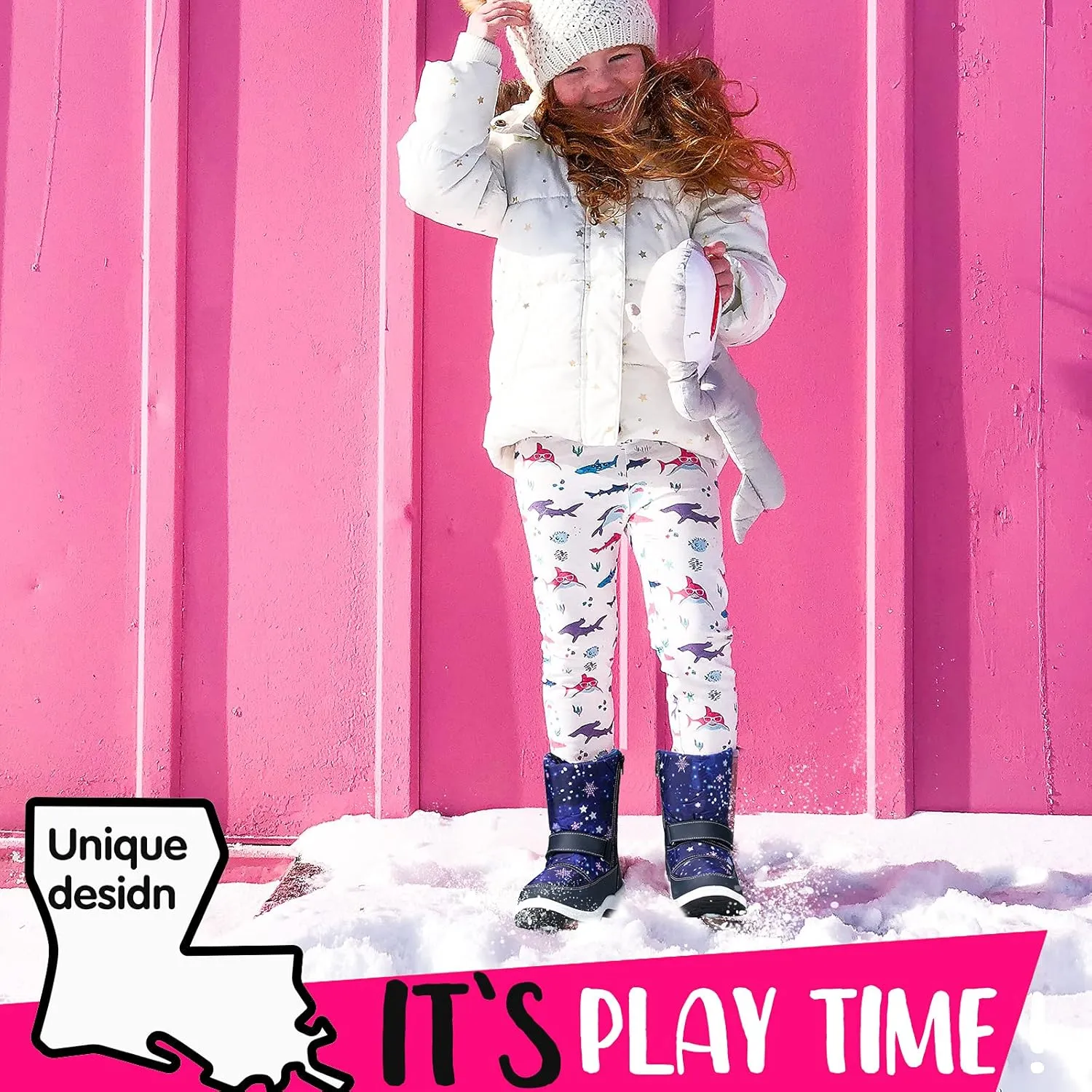 K KomForme Boys Girls Snow Boots Waterproof Winter Outdoor Boots(Toddler/Little Kid/Big Kid)