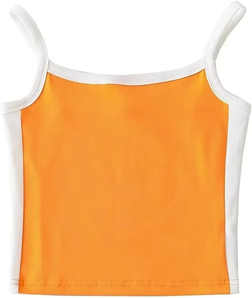KAMISSY Cotton Color Block Tank Tops for Women Sleeveless Patchwork Crop Cami Tank Casual Slim Fit Cropped Vest Top