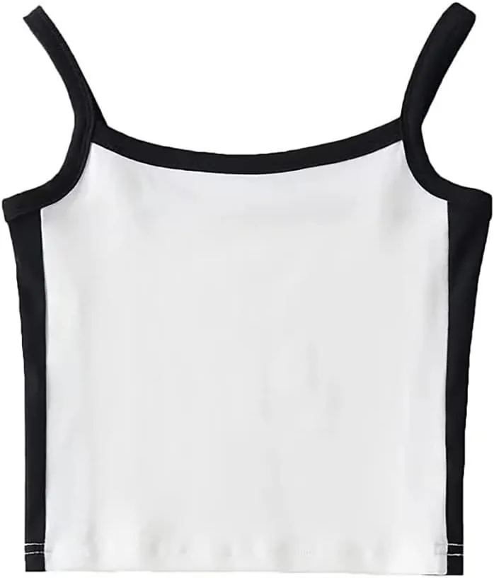 KAMISSY Cotton Color Block Tank Tops for Women Sleeveless Patchwork Crop Cami Tank Casual Slim Fit Cropped Vest Top