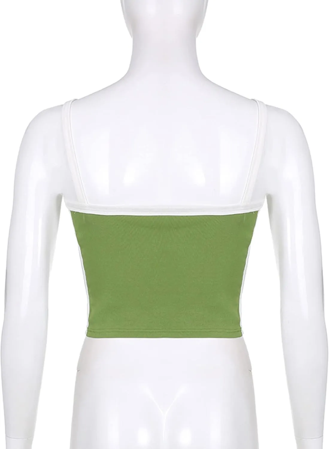 KAMISSY Cotton Color Block Tank Tops for Women Sleeveless Patchwork Crop Cami Tank Casual Slim Fit Cropped Vest Top