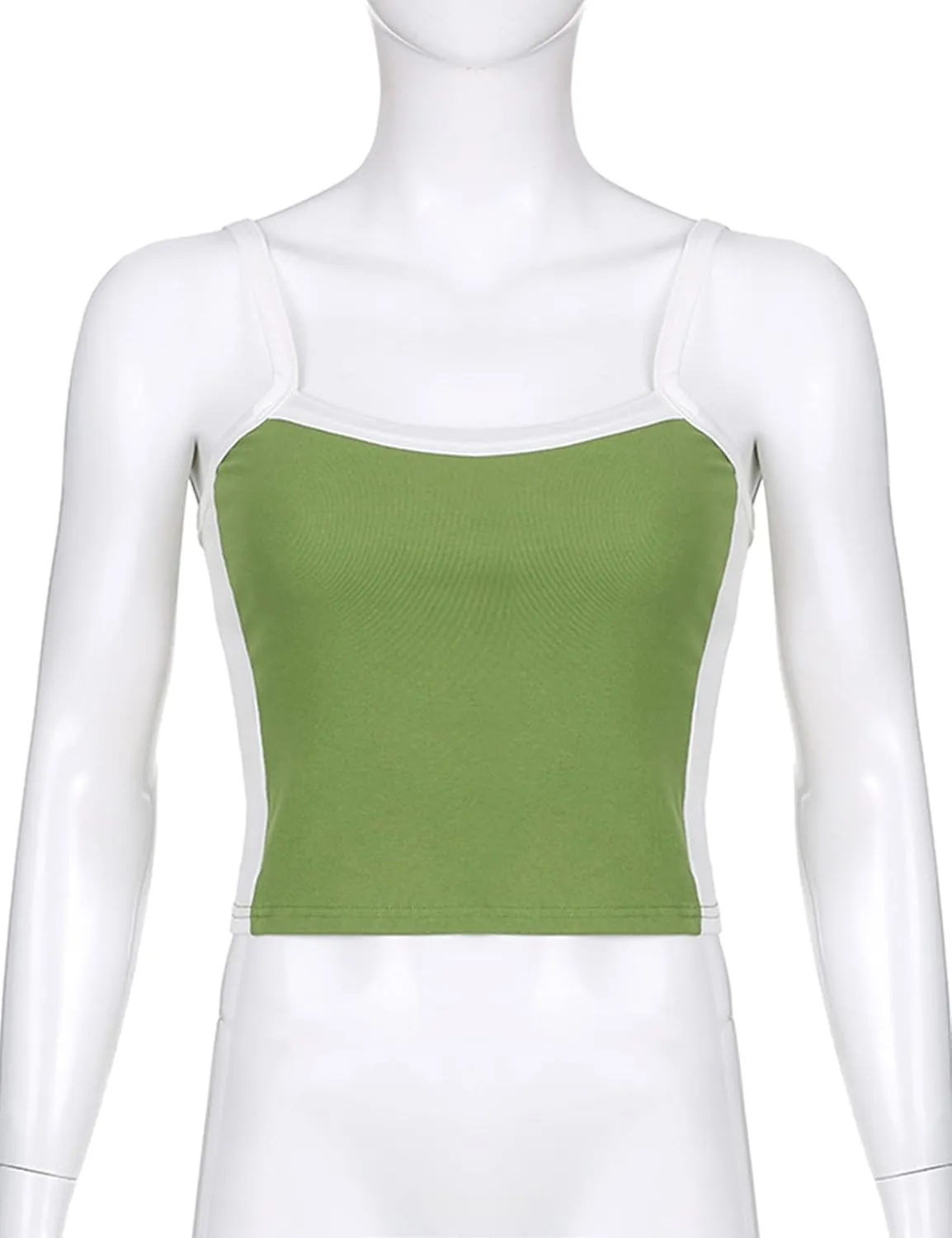 KAMISSY Cotton Color Block Tank Tops for Women Sleeveless Patchwork Crop Cami Tank Casual Slim Fit Cropped Vest Top