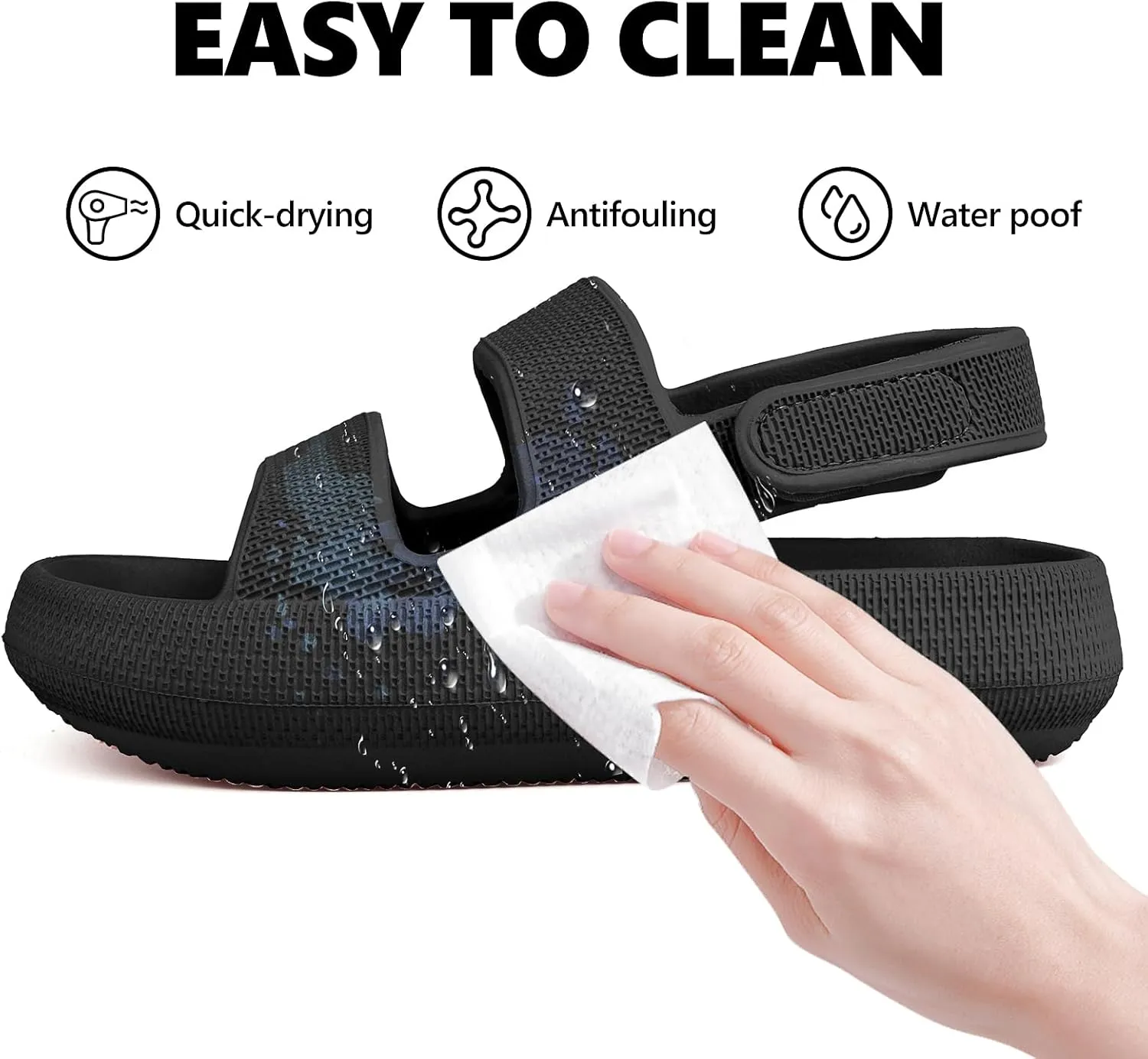 Kids Cloud Sandals Boys Girls Slip on Flat Slides Sandals EVA Summer Quick Drying Pillow Slipper With Hook Loop Back Strap
