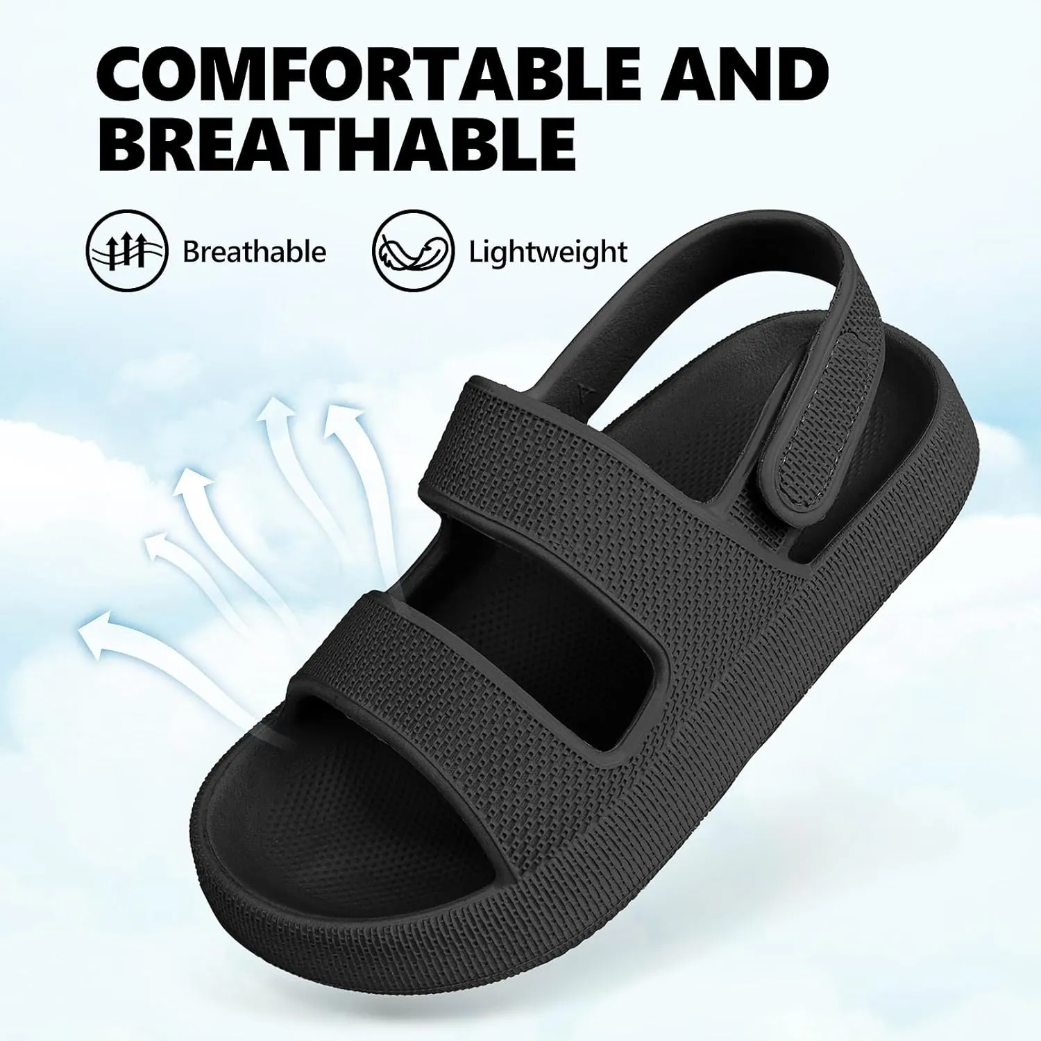 Kids Cloud Sandals Boys Girls Slip on Flat Slides Sandals EVA Summer Quick Drying Pillow Slipper With Hook Loop Back Strap