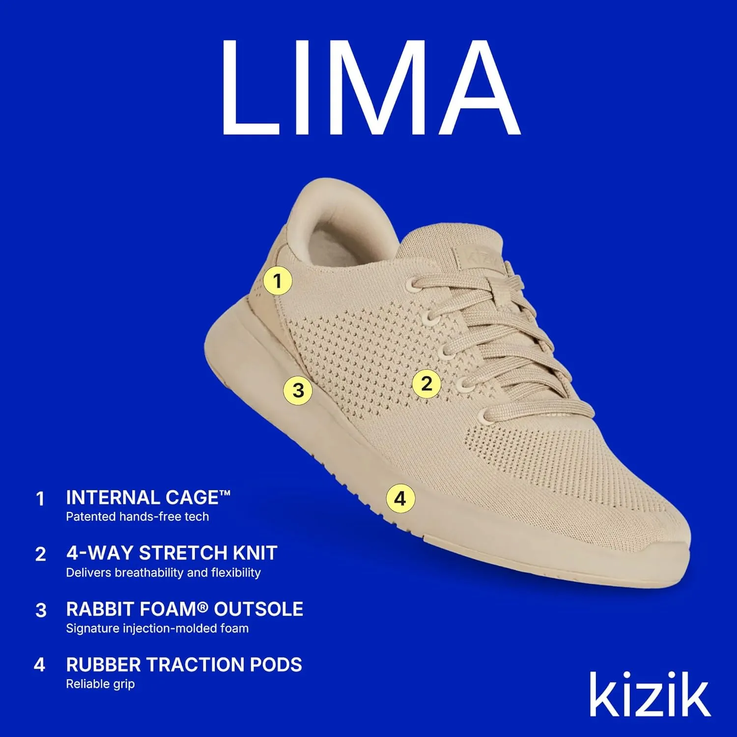Kizik Shoes: Lima Comfortable Breathable Knit Slip On Sneakers, Convenient Hands Free Shoes | Walking for Men, Women and Elderly | Stylish for Everyday and Travel - Regular Width