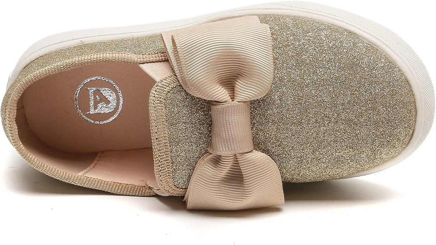 kkdom Girls Slip On Glitter Sneakers Cute Bow Lazy Tennis Shoes Loafers for Little Girls(Toddler/Little Kid/Big Kid)