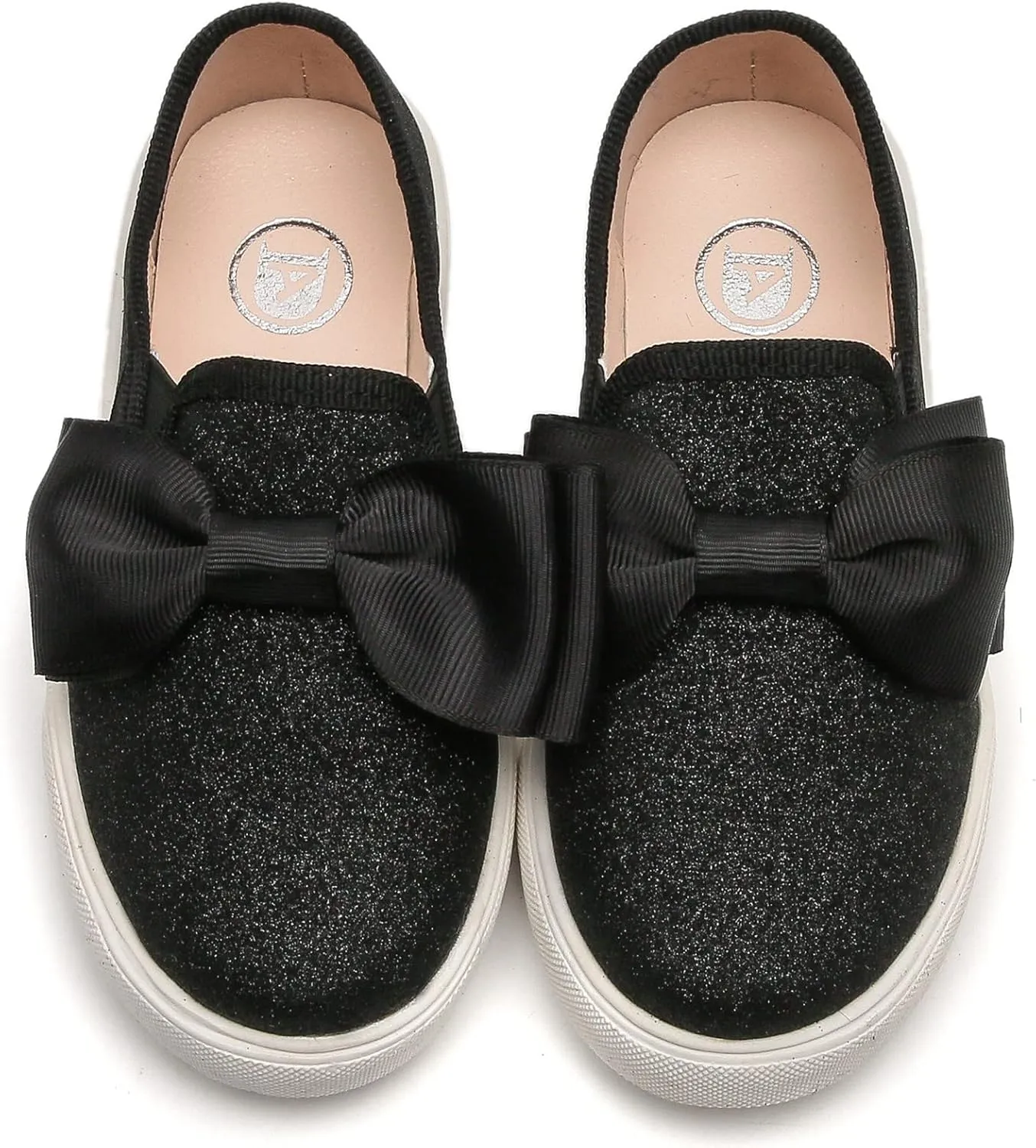 kkdom Girls Slip On Glitter Sneakers Cute Bow Lazy Tennis Shoes Loafers for Little Girls(Toddler/Little Kid/Big Kid)