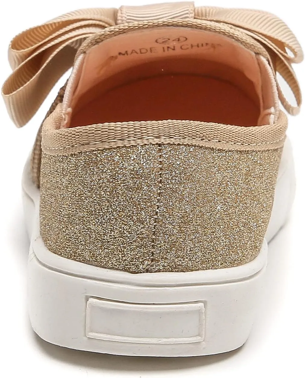 kkdom Girls Slip On Glitter Sneakers Cute Bow Lazy Tennis Shoes Loafers for Little Girls(Toddler/Little Kid/Big Kid)