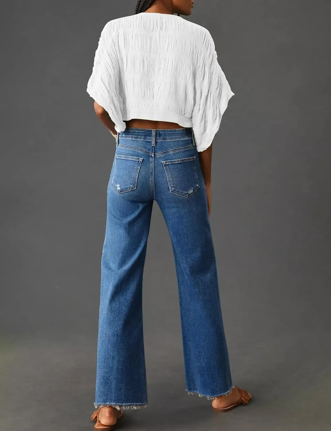 KUNMI Jeans for Women Wide Leg Baggy High Waist Boyfriends Straight Leg Stretchy Denim Pants Trendy Fall 2025