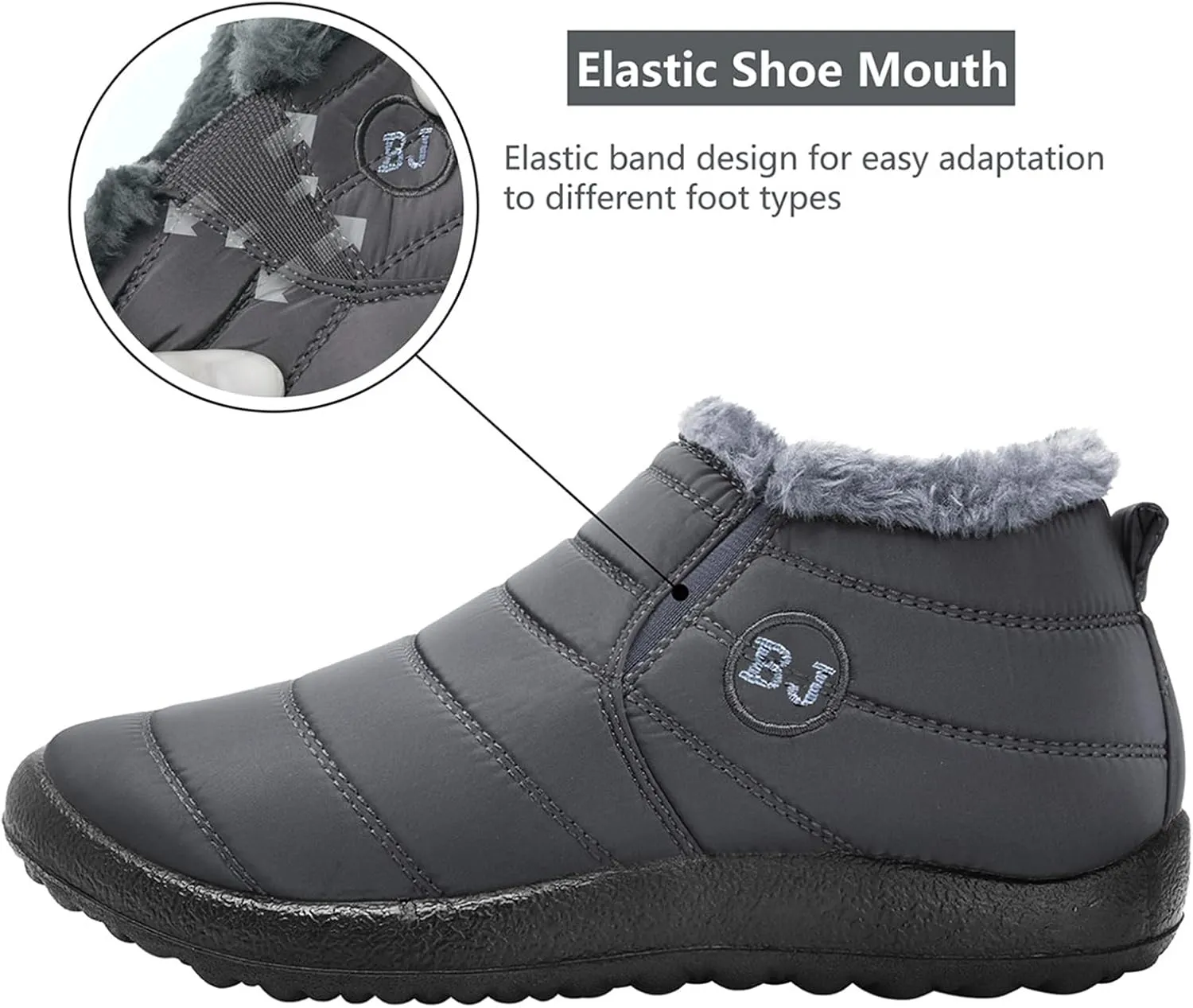 L-RUN Womens Winter Snow Boots Fur Lined Warm Ankle Boots Slip on Men's Snow Ankle Boots Lightweight Outdoor Footwear