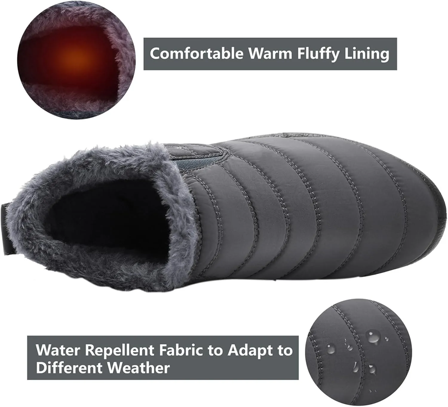 L-RUN Womens Winter Snow Boots Fur Lined Warm Ankle Boots Slip on Men's Snow Ankle Boots Lightweight Outdoor Footwear