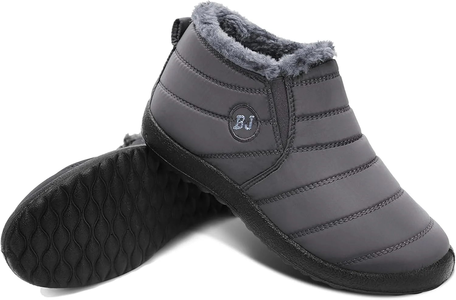 L-RUN Womens Winter Snow Boots Fur Lined Warm Ankle Boots Slip on Men's Snow Ankle Boots Lightweight Outdoor Footwear