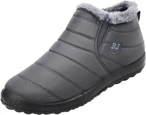 L-RUN Womens Winter Snow Boots Fur Lined Warm Ankle Boots Slip on Men's Snow Ankle Boots Lightweight Outdoor Footwear