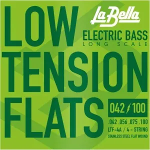 La Bella LTF-4A Low Tension Flats Long Scale Stainless Steel Flat Wound 4- String Electric Bass 42-100