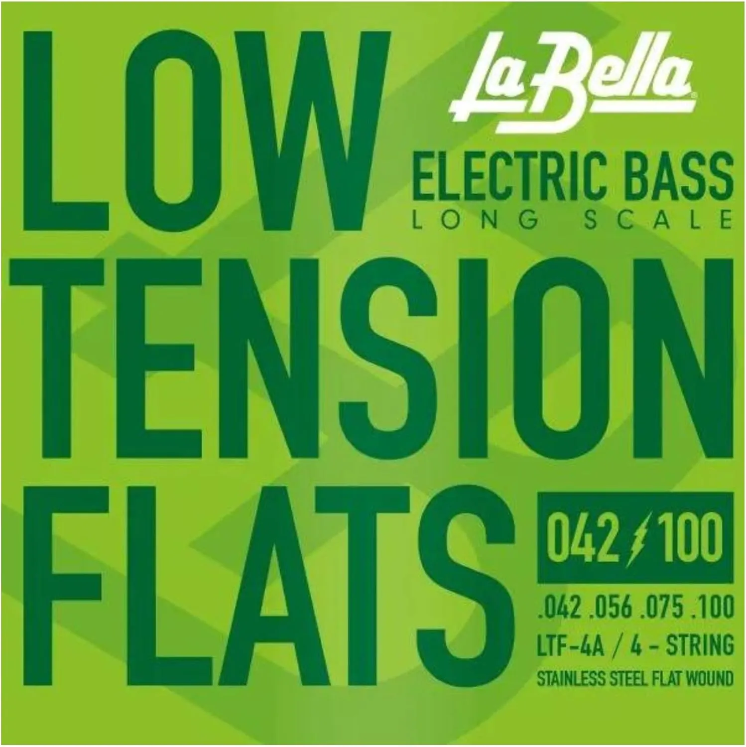 La Bella LTF-4A Low Tension Flats Long Scale Stainless Steel Flat Wound 4- String Electric Bass 42-100
