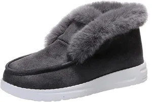 Lausiuoe Winter Boots For Women 2022 Trendy Ankle Boots Slip On Snow Fuzzy Booties Sneaker Casual Walking Shoes Loafers