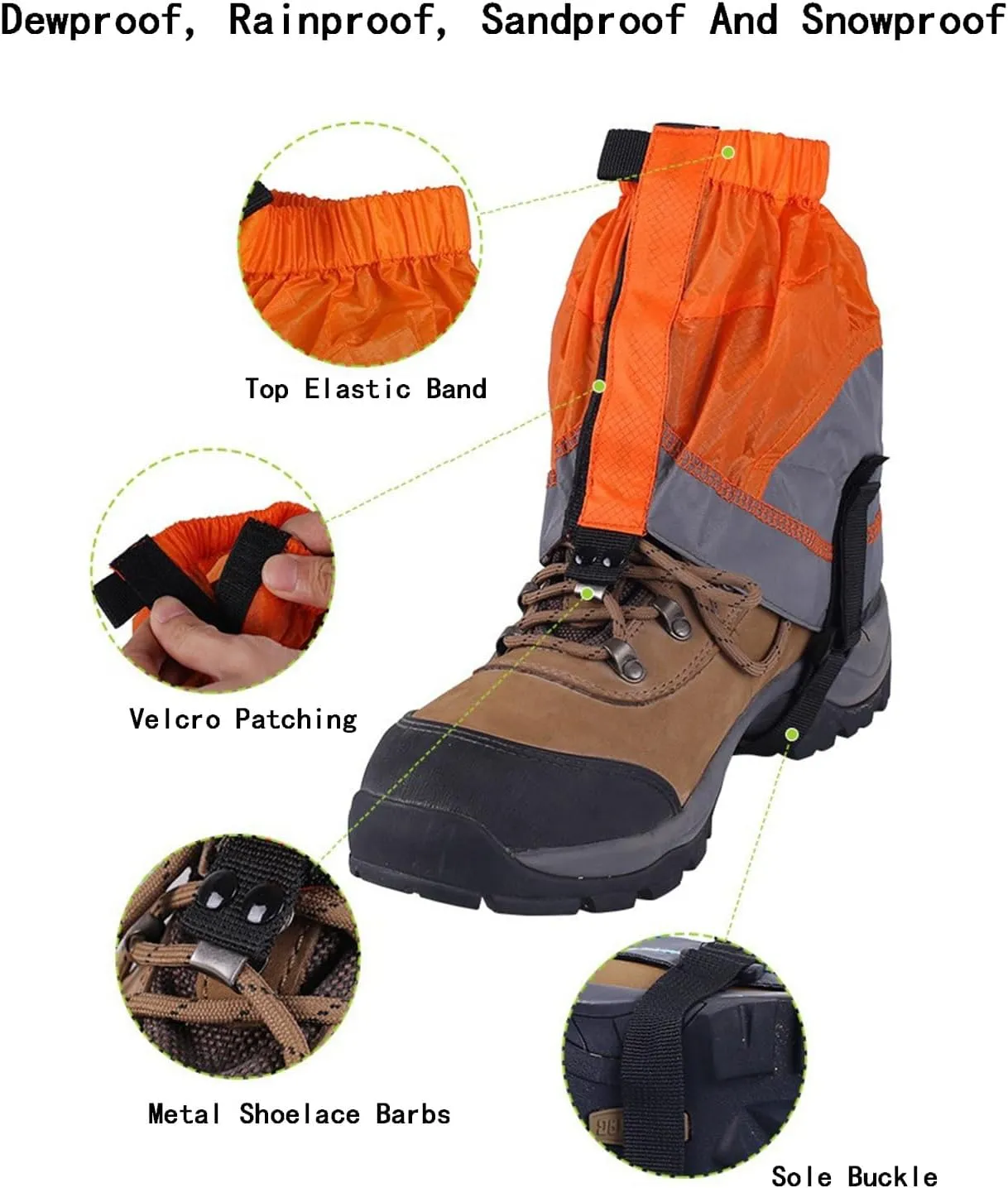Leg Gaiters, Short Portable Breathable Anti-Snake Bite Snowshoe Gaiters Cycling Leg Protection, Suitable for Skiing, Cycling, Hunting, and Hiking