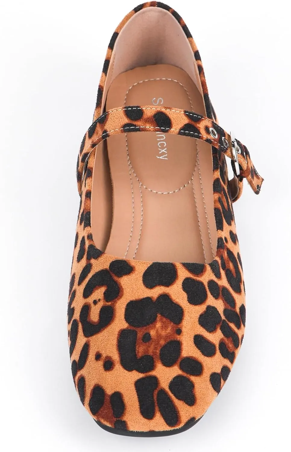 Leopard Flats for Women Mesh Ballet Flats Mary Jane Animal Print Shoes Slip On Casual Breathable Ballerina Flats