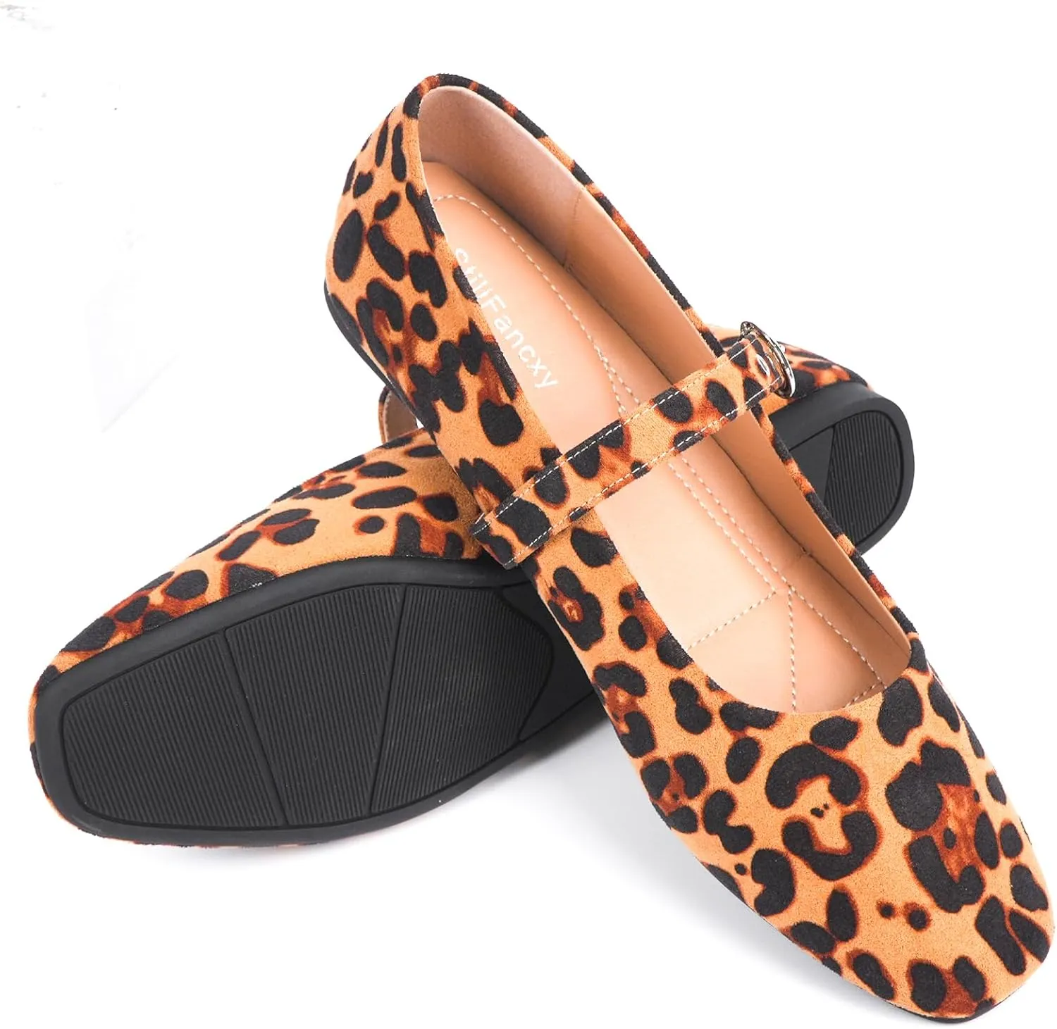 Leopard Flats for Women Mesh Ballet Flats Mary Jane Animal Print Shoes Slip On Casual Breathable Ballerina Flats