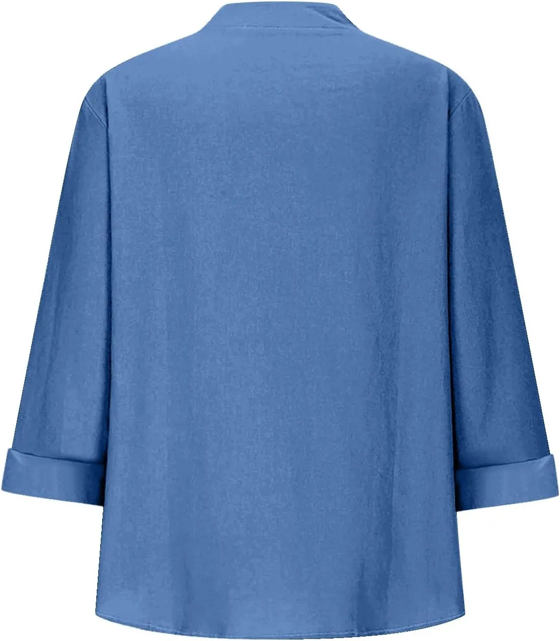 Linen Shirts for Women Plus Size Summer 3/4 Sleeve V Neck Button Down Chest Pocket Tops Casual Beach Vacation Blouses