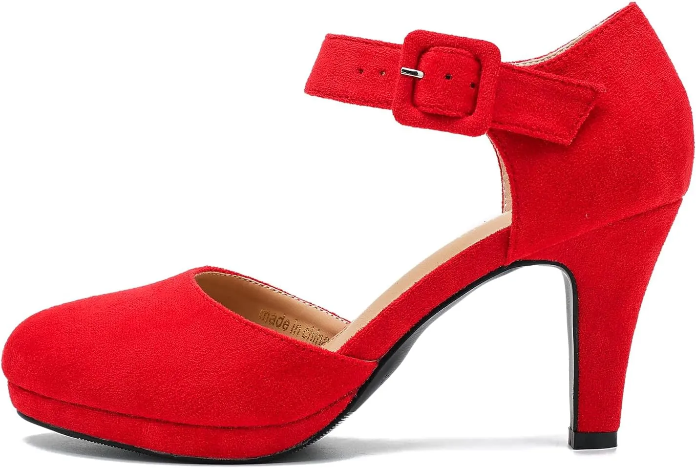LIURUIJIA Women's Closed Toe Platform High Heels Pumps Ankle Strap Casual Dressy Shoes Vintage Bridal Wedding Party