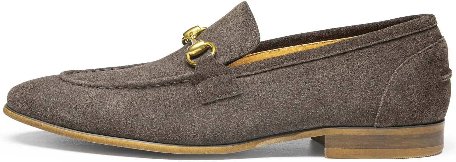 Loafers for Men - Genuine Leather Horsebit Loafers | Classic Dress Shoes with Polished Metal Detail for Formal Wear